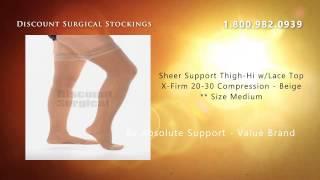 Sheer Support Thigh-Hi w/Lace Top X-Firm 20-30 Compression -