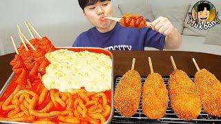 ASMR MUKBANG 체다치즈 양념 치킨먹방! 치즈 떡볶이 명랑핫도그 CRISPY FRIED CHICKEN HOT DOG EATING SOUND!