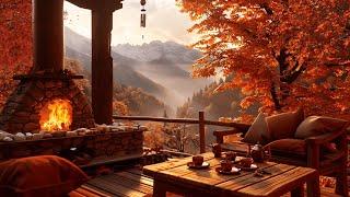 Autumn Relaxation on a Cozy Balcony | Soothing Piano, Fireplace and Peaceful Birdsong