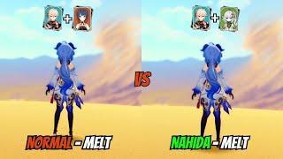 Normal melt vs Nahida melt Ganyu Damage Comparison {Genshin Impact}