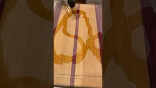 Oiling cutting board Purple Heart and Cherry wood. #smallindustries #art #cuttingboard #woodworking