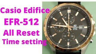 How to Reset Casio Edifice EFR-512 Chronograph All Reset Zero position and Time setting tutorial