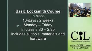 locksmith training school - California Institute of Locksmithing.