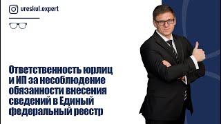 Ответственность юрлиц и ИП за несоблюдение обязанности внесения сведений в Единый федеральный реестр