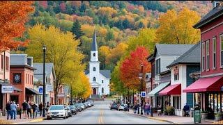 Autumn Walk in STOWE Vermont 2024 ️ New England Autumn Foliage Trip 4K