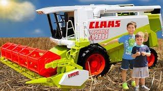 Combine Bruder Claas Lexion 480 and tractor Fendt Videos for children | Toys 2 boys