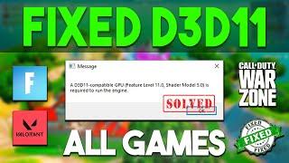 How To Fix Fortnite d3d11 Compatible GPU(Feature Level 11.0 Shader Model 5.0)