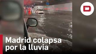 Colapso en Madrid por las fuertes lluvias: se inunda el túnel de la Plaza de España