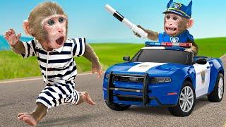 KiKi Monkey become Paw Patrol Police chase thief to rescue & Take Care of Duckling |KUDO ANIMAL KIKI