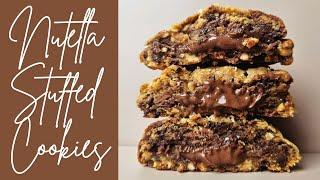 How to make Chunky NUTELLA Stuffed Chocolate Chip Cookies | NYC Style | Recipe