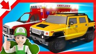 Cartoon for children.  How Handy Andy helps an ambulance car