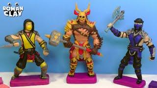 Scorpion, Sub Zero and Shao Kahn with Clay  Mortal Kombat