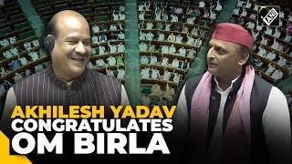 SP Chief Akhilesh Yadav congratulates Om Birla for being elected as the Speaker of 18th Lok Sabha