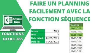 Comment faire un planning sur Excel avec la fonction SEQUENCE