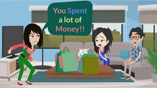 Mina Spends a lot of Money Make her Mom very Angry. - Animated Story - Mina English - Normal English