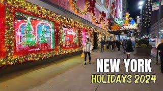 NEW YORK CITY Walking Tour [4K] - NEW YORK HOLIDAYS 2024 ... Early Christmas Lights Tour