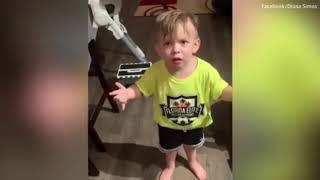 Two year old boy rants when mum leaves for work without kissing him goodbye