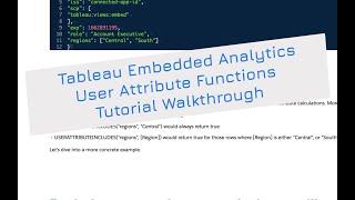 Tableau Embedded User Attribute Functions Tutorial Walkthrough