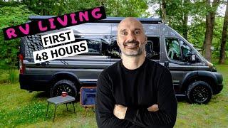 RV NEWBIE First 48 Hours of RV Living in a Winnebago Travato  1st BLACK TANK Dump!