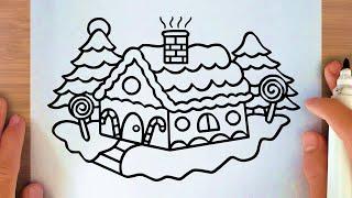 HOW TO DRAW A CHRISTMAS HOUSE