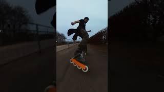 Power slide!  Sliding on inline skates.  Oxelo MF900 free skate.