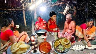 A Rainy Night - Heavy Rain,Thunderstorm & Cooking traditional food। Heavy rain cooking #indian