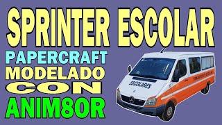 SPRINTER ESCOLAR para PAPERCRAFT modelado con ANIM8OR PDF y PDO descargar FREE PROPS PEPAKURA