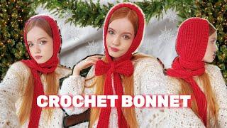 Crochet bonnet / super easy + how to tie a beautiful bow 