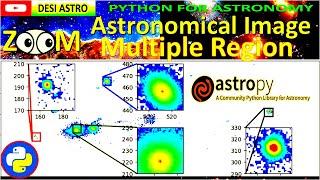 PYTHON Astropy Astronomy  Tutorial: Multiple  Inset/Zoom Plot Galaxy FITS Image of SDSS| DESI ASTRO