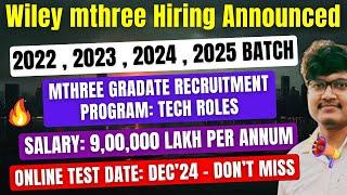 Finally Wiley mthree Biggest Hiring Announced | Mthree OFF Campus Drive For 2025 , 2024 , 2023 Batch