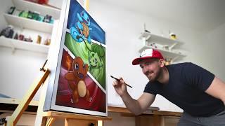 Trying a new Acrylic Painting Technique … Surprising my friend with a Pokemon painting