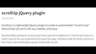 Scroll Up jQuery Plugin | jQuery