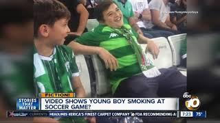 Video shows a child smoking at a soccer game?