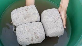 Asmr dusty sand cement crumbling in lot of water  satisfying mouth watering videos 