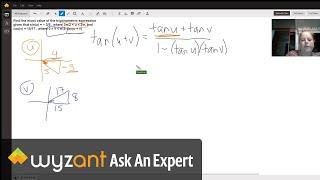 using trig identities to find tan(u+v)