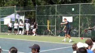 Tomas Berdych hits with Brendan Volk
