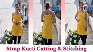 Strap/Dori Kurti Cutting & Stitching | Sleeveless Kurti Design | Anuvi Tailoring #kurti #viral