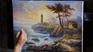 Sunset Lighthouse - Paint with Kevin