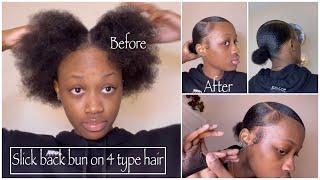 SLICK BACK BUN TUTORIAL ON 4 TYPE HAIR | Q&A *no heat*