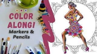 Color With Me! Mandala Dress with MARKERS  and PENCILS