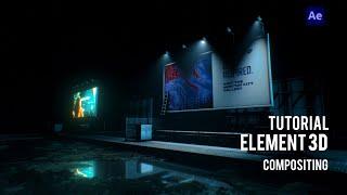 Element 3D compositing tutorial + Free billboard model for element 3D II After effect