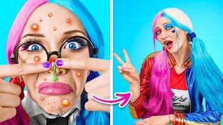 Fantastic Makeover from nerd to popular! Beauty hacks by Harley and Loker