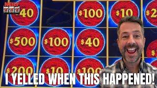 I YELLED YES when this JACKPOT HANDPAY LANDED! HUGE WN on LIGHTNING DOLLAR LINK SLOT MACHINE!