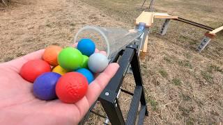 Enjoy an outdoor marble run  Handmade wooden slope & stump course