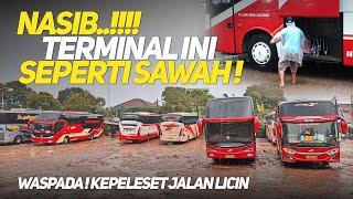 NASIB TERMINAL BUS LEMBANG CILEDUG DI MUSIM HUJAN‼️ PENUMPANG EKSTRA HATI-HATI JALAN LICIN‼️