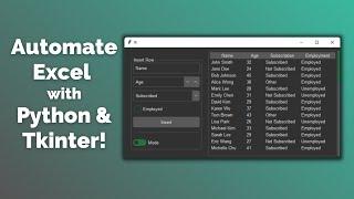 Python Excel App - Excel Viewer & Data Entry Form [Tkinter, openpyxl] Python GUI Project