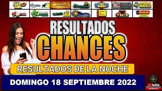 Resultados del CHANCE del DOMINGO 18 DE SEPTIEMBRE de 2022 - Resultado Loterías y Chance 