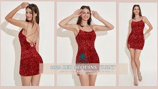 2022 New Red Sequins Tight Short Homecoming Dress | ZAPAKA