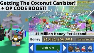 Getting The Coconut Canister! + OP Boost! (11 BIL+ HONEY!) - Roblox Bee Swarm Simulator