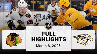 NHL Highlights | Blackhawks vs. Predators | March 08, 2025